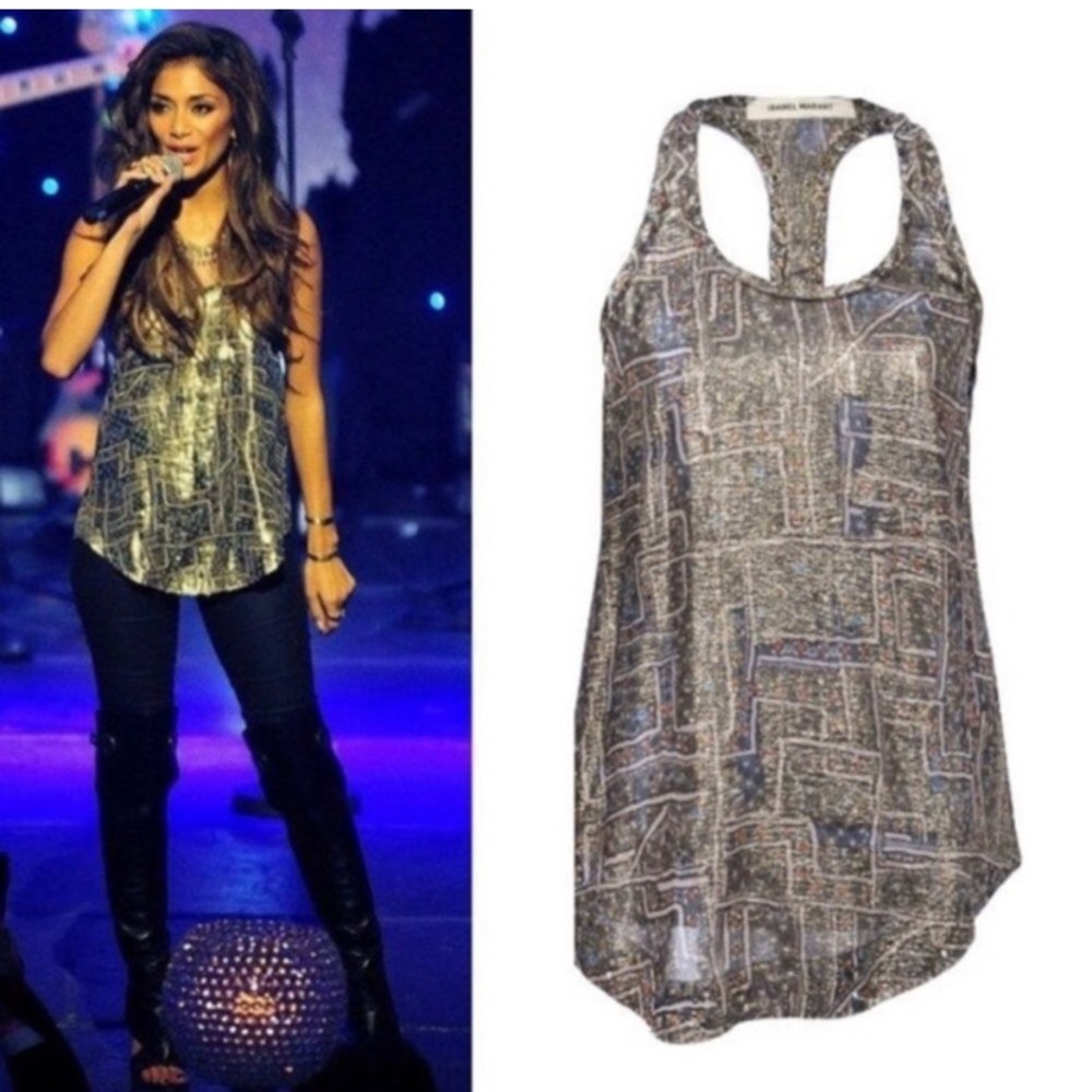 Isabel Marant Metallic Racer Back Tank Top. Rockstar Chic Vibes. Summer Top - Picture 7 of 12